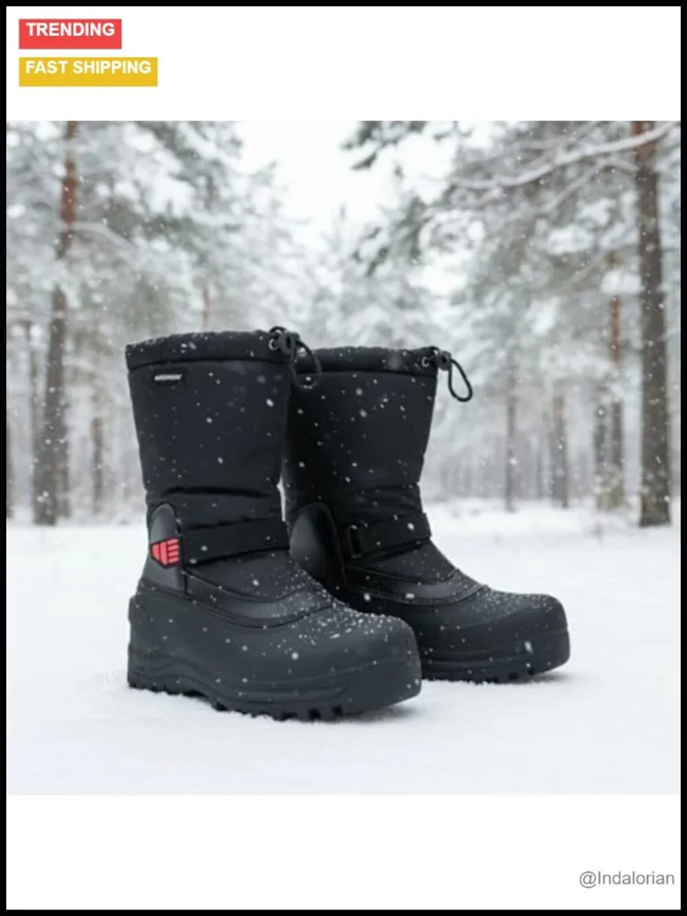 Men's Waterproof Insulated Snow Boots with Pull On Design